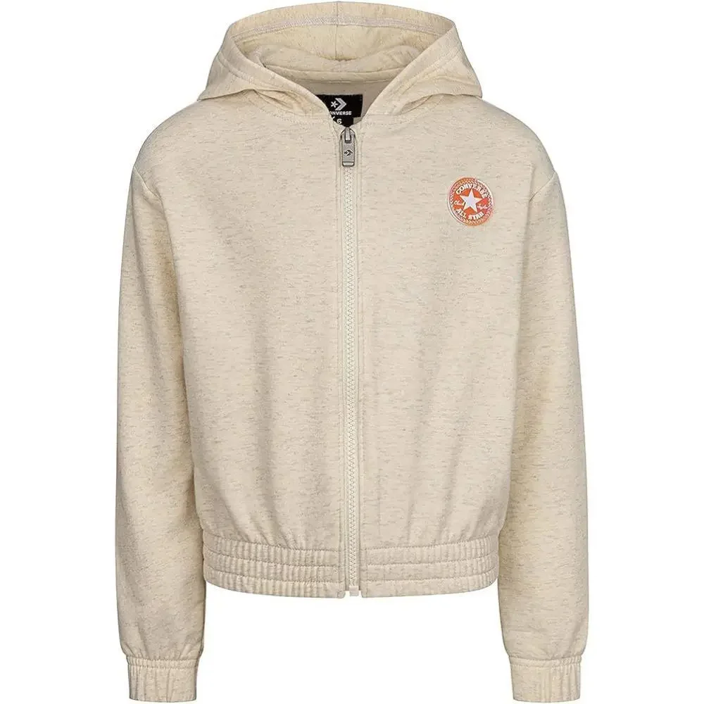 Converse Hoodie Girls 10 Coconut Fleece Stretch Drop Shoulder Full Zip RED482